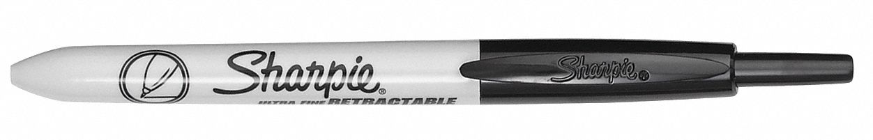 Permanent Marker: Black, Retractable, Ultra Fine, Permanent Ink, Single Tips, Std, 2 PK
