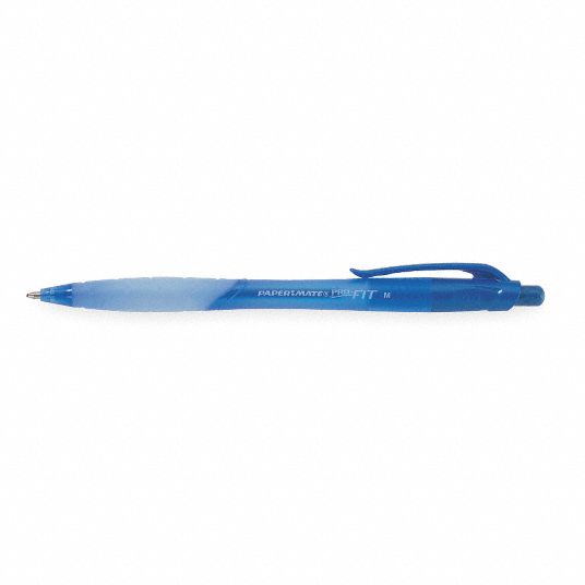 Ballpoint Pen, Barrel Material Plastic, Barrel Color Blue, PK 12 - Grainger