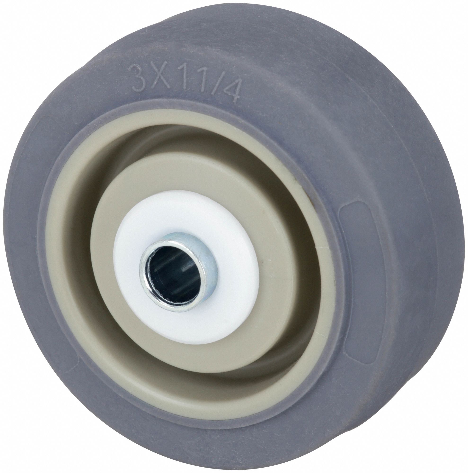 ANTIMICROBIAL NONMARKING RUBBER TREAD ON PLASTIC CORE WHEEL, 3 IN WHEEL DIA, FIRM