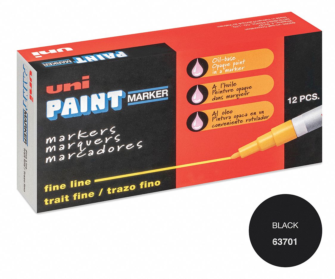 UNIPAINT Permanent Paint Marker, PaintBased, Blacks Color Family