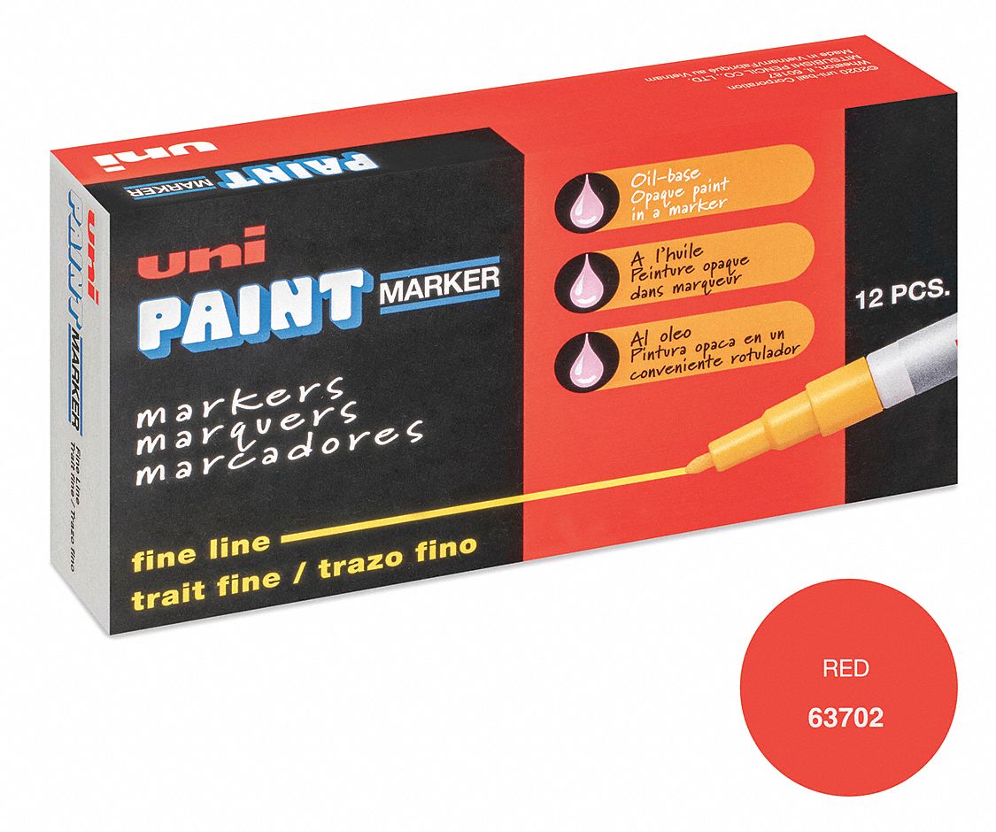 UNIPAINT Permanent Paint Marker, PaintBased, Reds Color Family, Fine