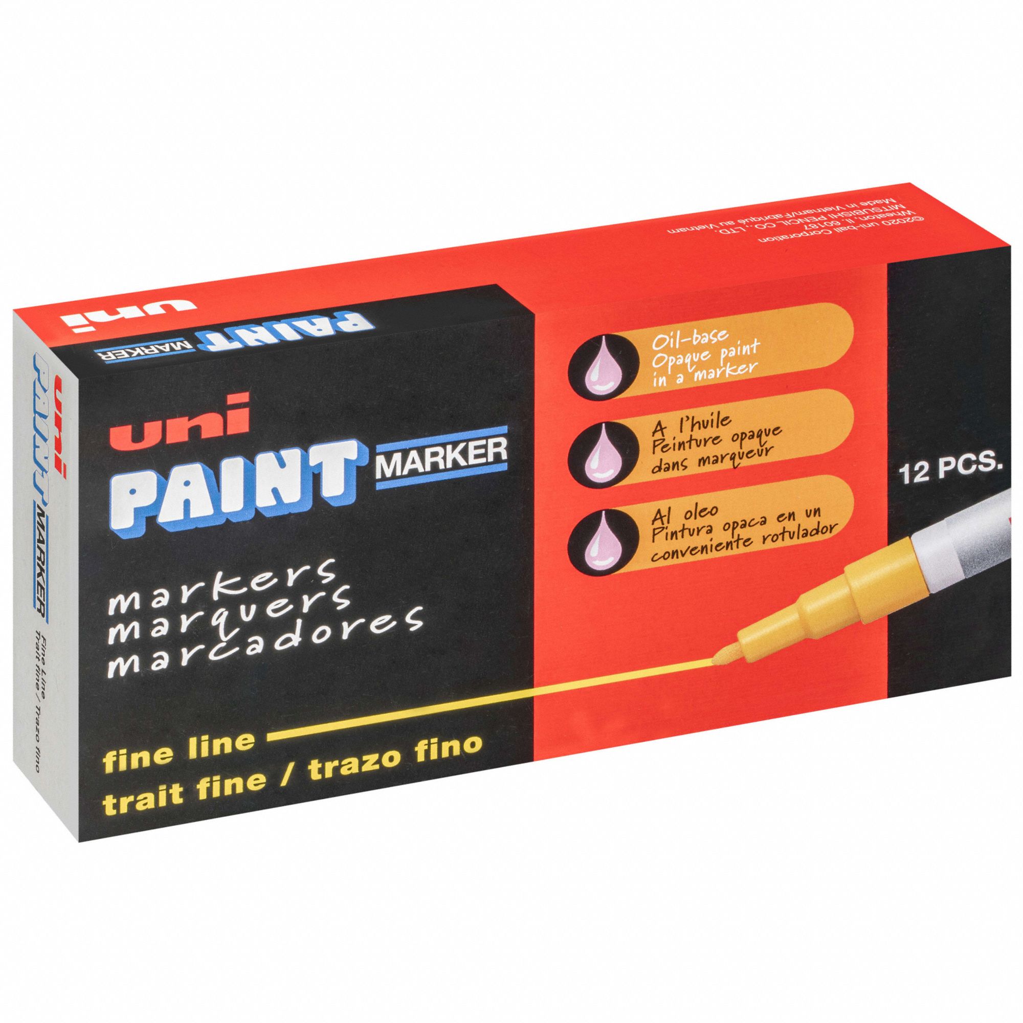 Paint Marker: Fine, Capped, 12 Markers per Pack, Green, ASTM D-4236, Permanent Ink, 12 PK
