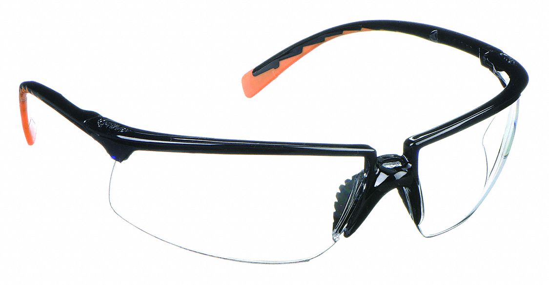 SAFETY GLASSES, HALF-FRAME, WRAPAROUND, PLASTIC/PC, ANTI-FOG, UV, CSA Z94.3, M