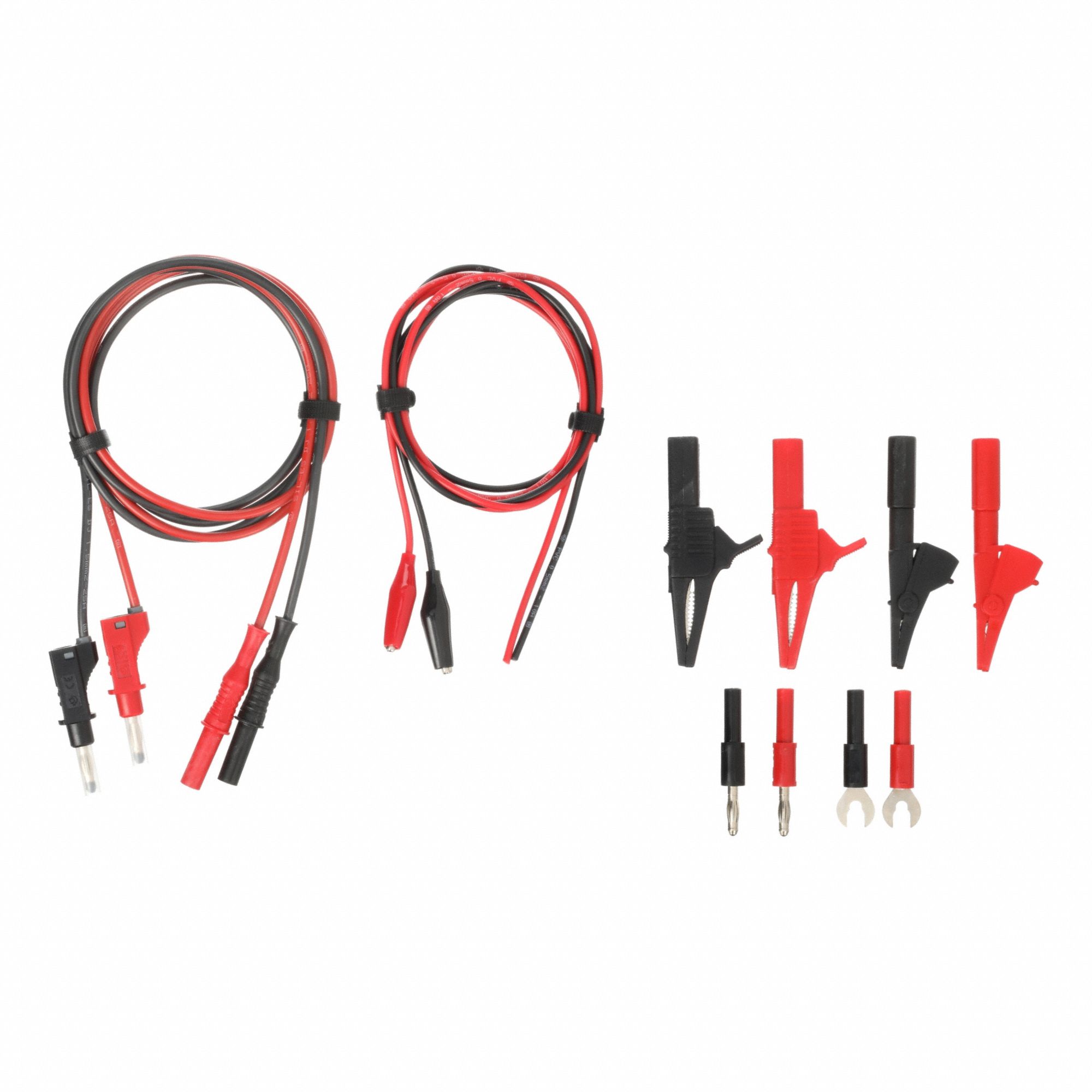 Power Supply Test Lead Kit: 48 in Lg, Straight Shrouded Banana Plug, 2 Test Leads