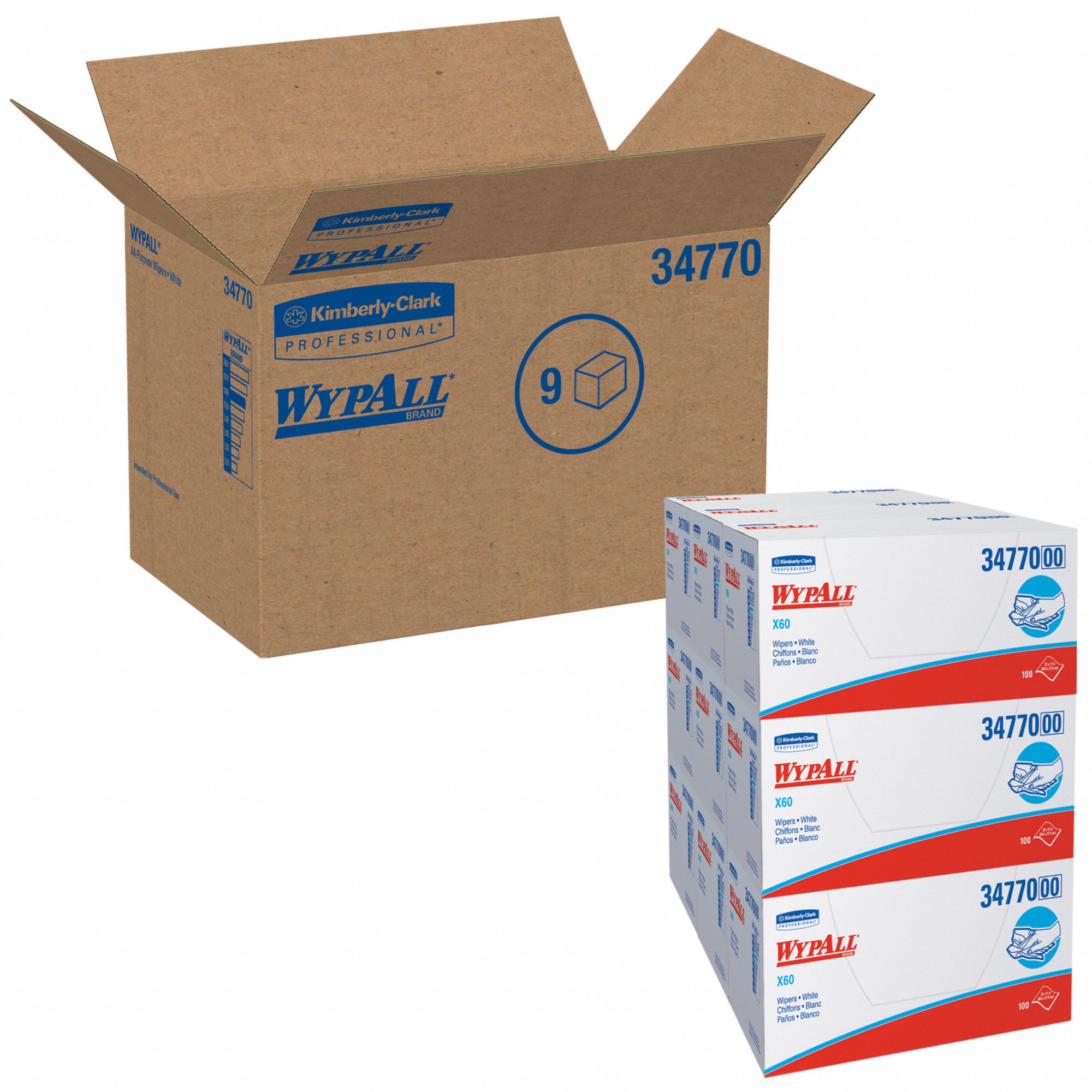 WYPALL Dry Wipe 1/4 Fold, Moderate Absorbency, Better Wet Strength