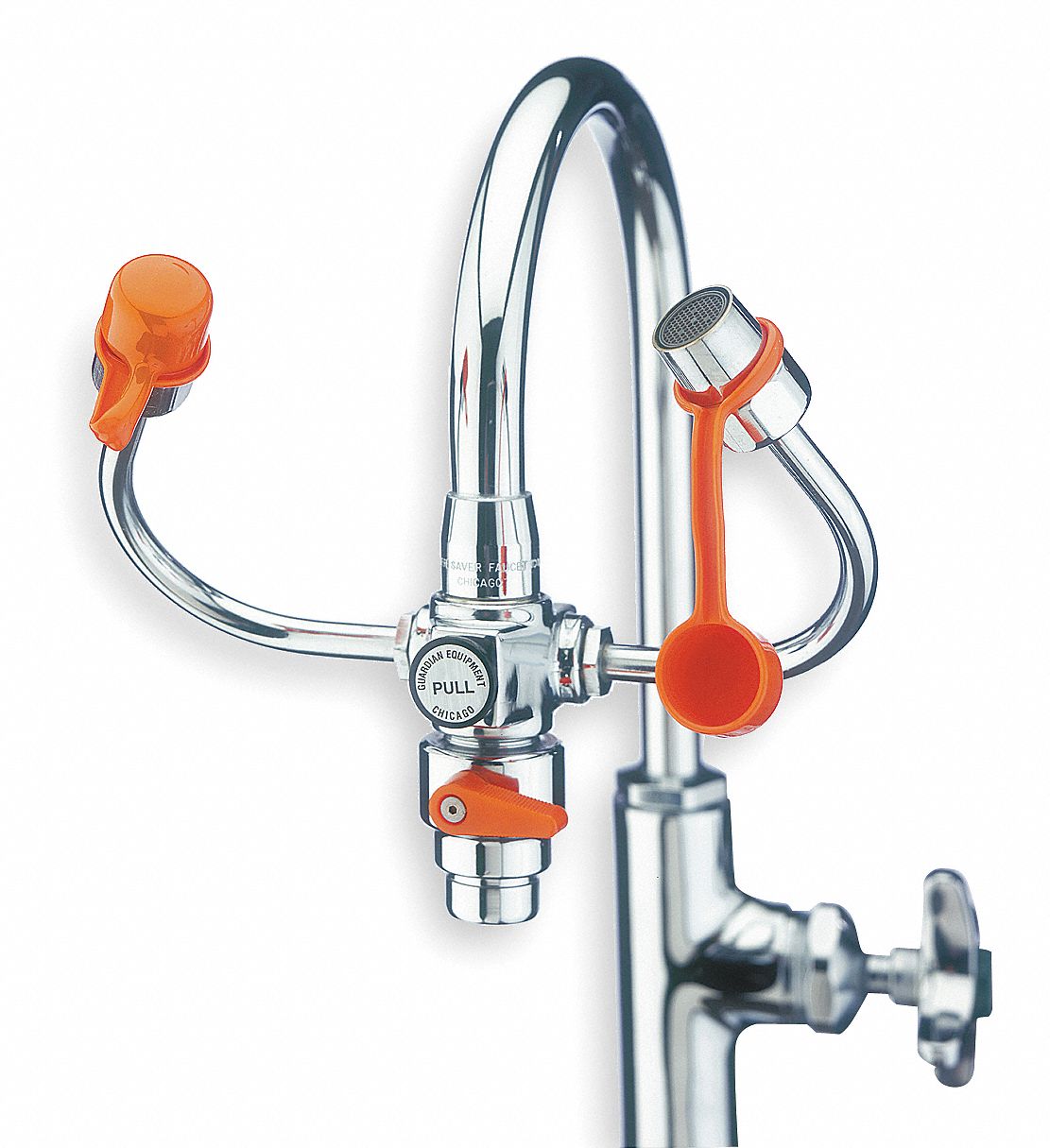 Guardian Equipment Eyewash W Diverter Faucet Mount Pull Handle