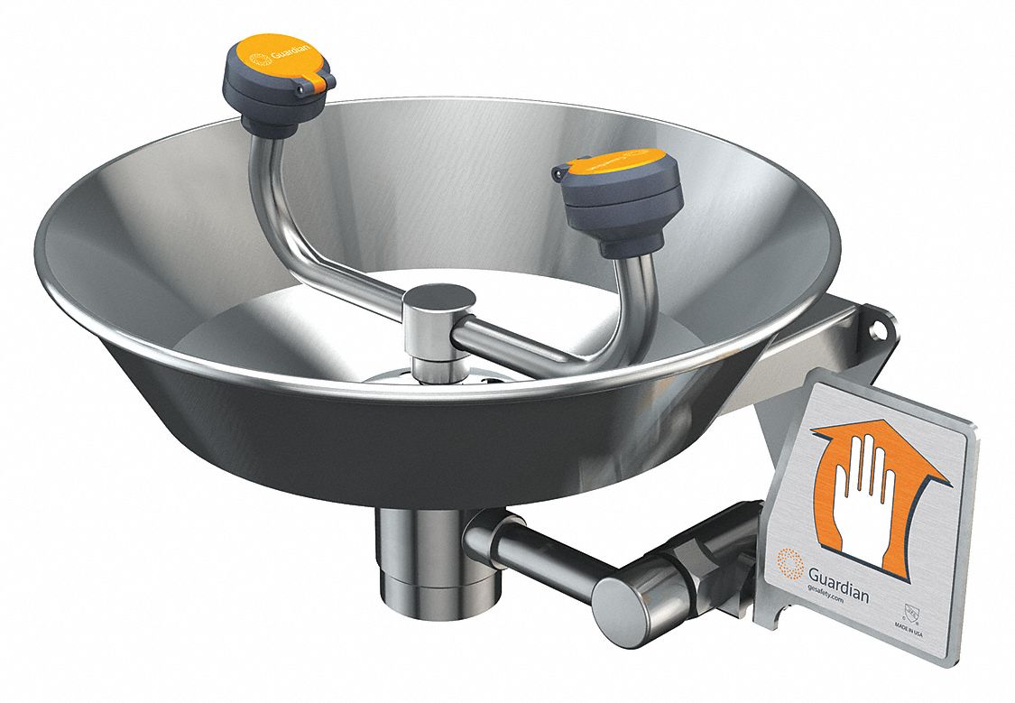 GUARDIAN EQUIPMENT Eyewash, Wall Mount, Push Handle, Assembled