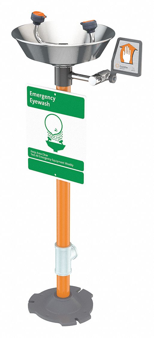 GUARDIAN EQUIPMENT Eyewash, Pedestal Mount, Push Handle, Unassembled, Stainless Steel 2LVJ1