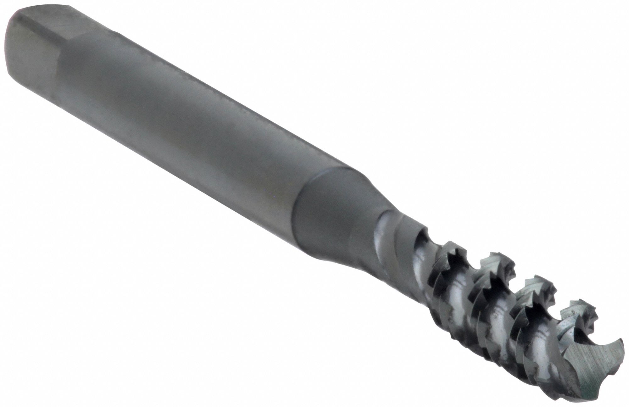 Spiral Flute Tap: #10-24 Thread Size, 7/8 in Thread Lg, 2 3/8 in Overall Lg, Bottoming, 3 Flutes