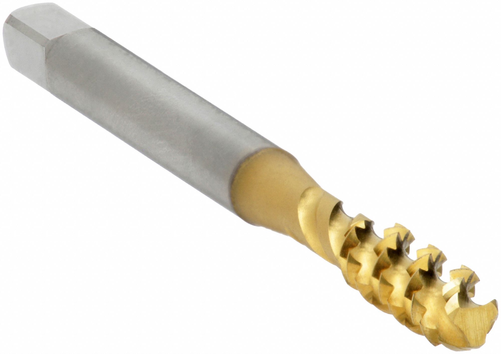 Spiral Flute Tap: #10-24 Thread Size, 7/8 in Thread Lg, 2 3/8 in Overall Lg, Bottoming, 3 Flutes