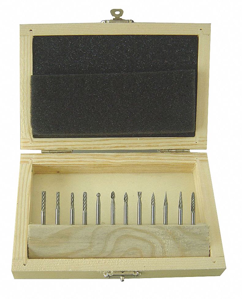 CARBIDE BUR SET,SINGLE CUT,1/8 IN,1