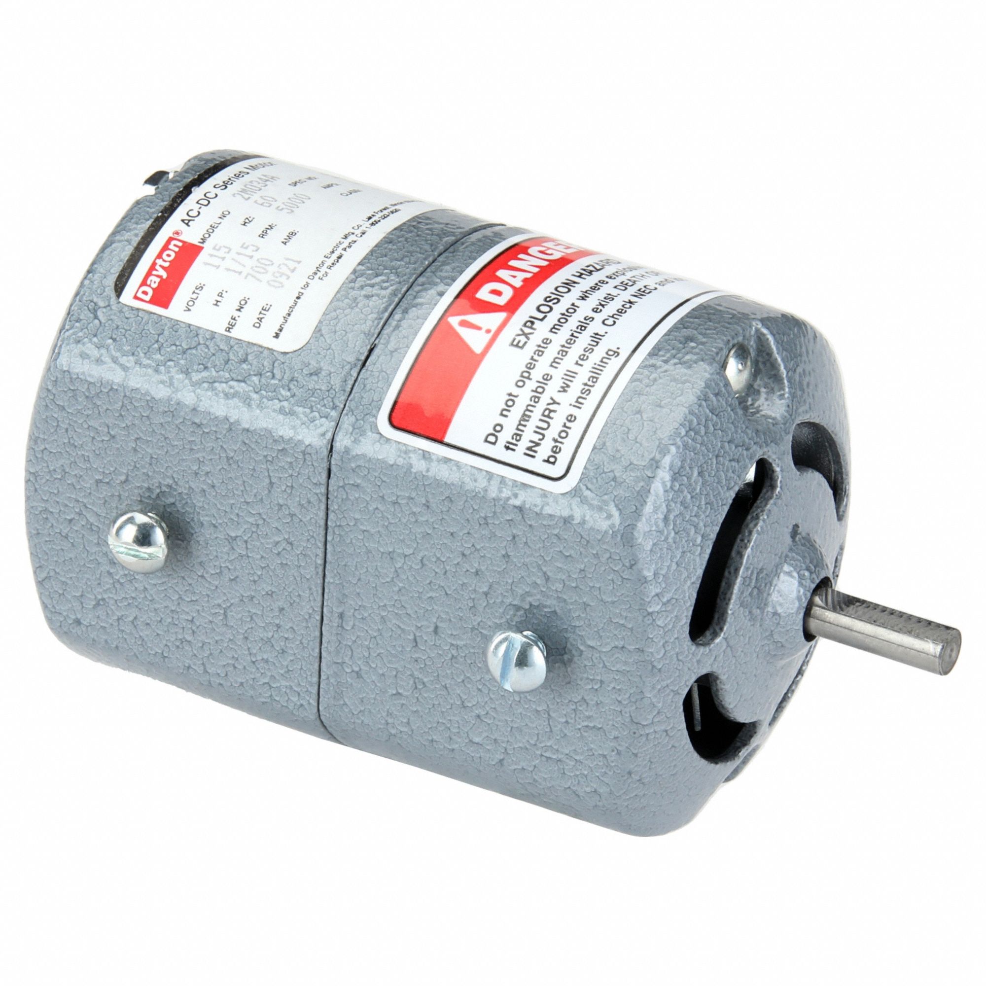 UNIVERSAL AC/DC MOTOR, HOLE MOUNT, 1/15 HP, 5,000 NAMEPLATE RPM, 115 V AC, 1/4 IN SHAFT DIA.
