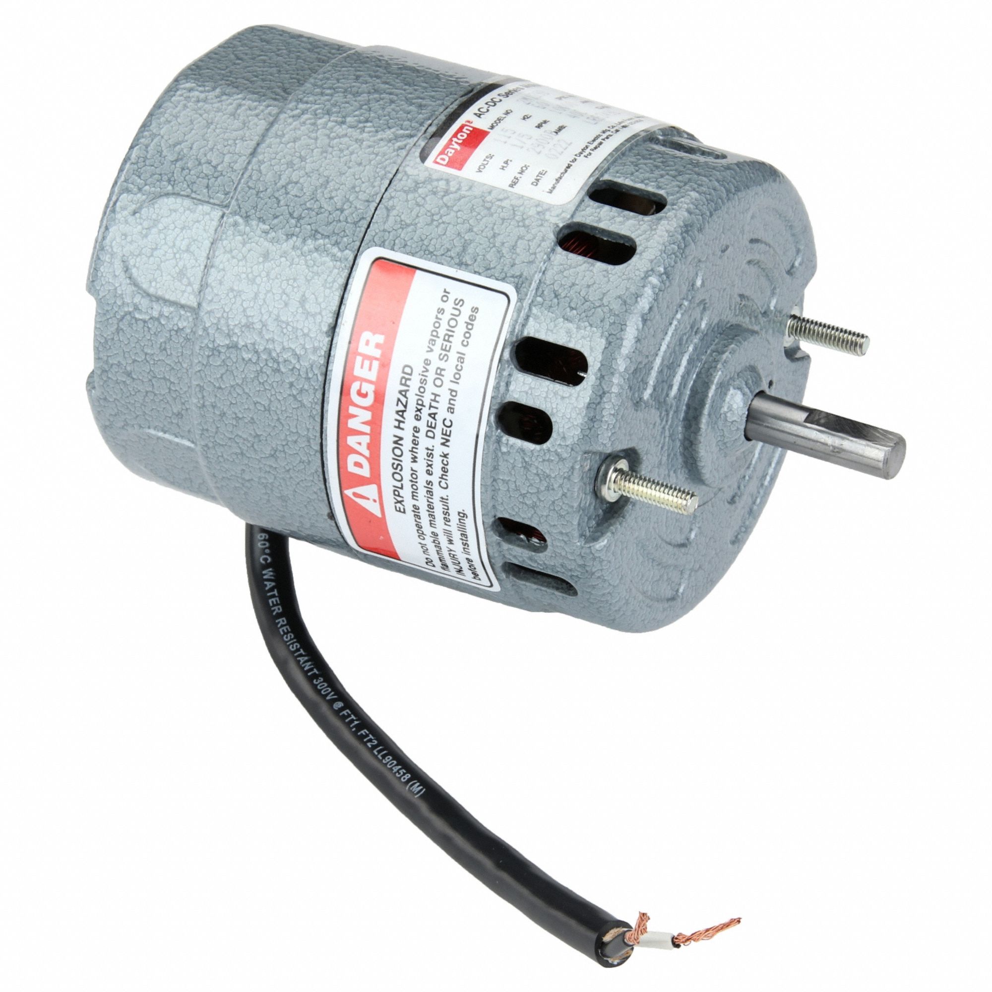 UNIVERSAL AC/DC MOTOR, FACE MOUNT, 1/5 HP, 10,000 NAMEPLATE RPM, 115 V AC, 5/16 IN SHAFT DIA.