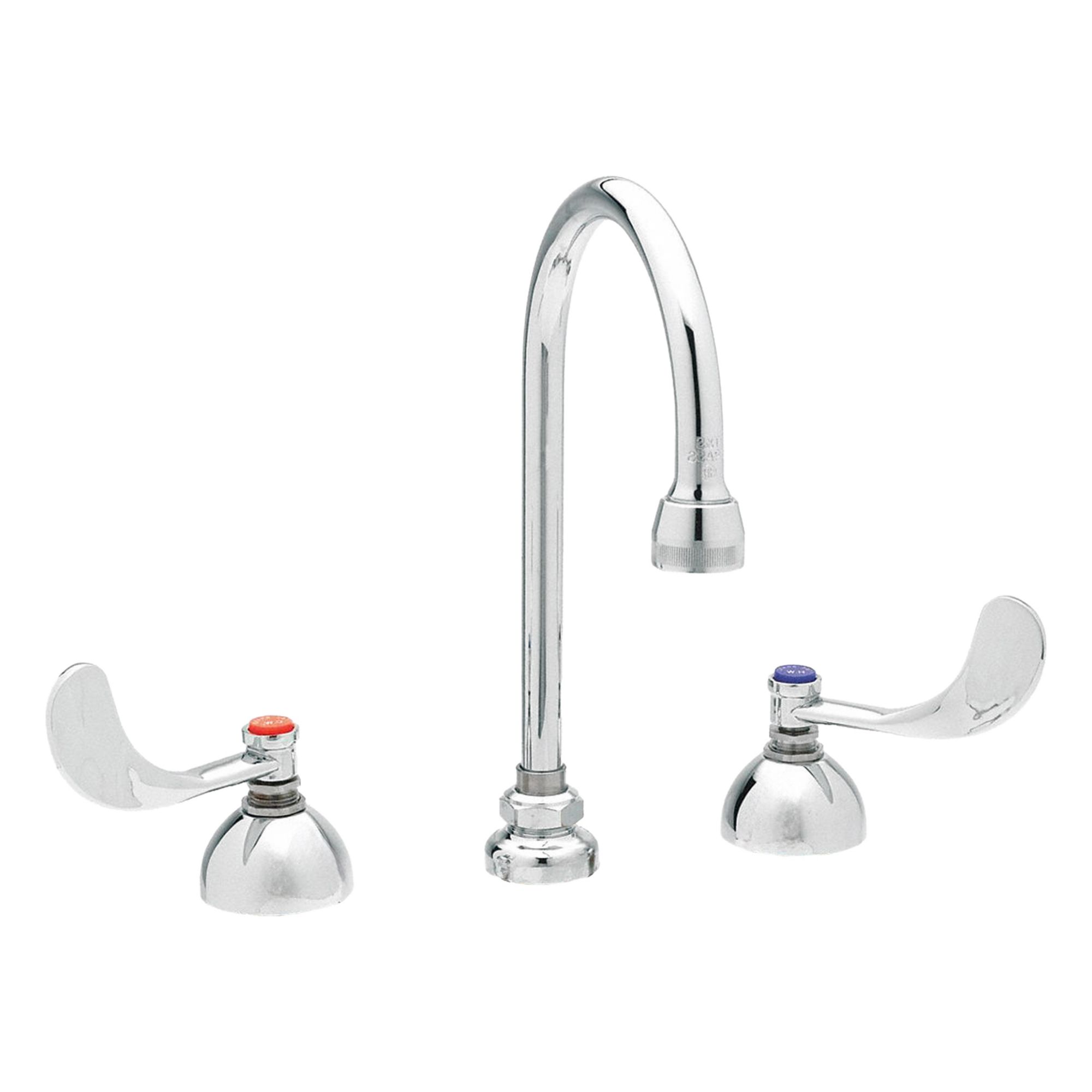 Gooseneck Kitchen/Bathroom Faucet: Brass, Widespread, Deck, 3 Mounting Holes, Chrome, NPSM