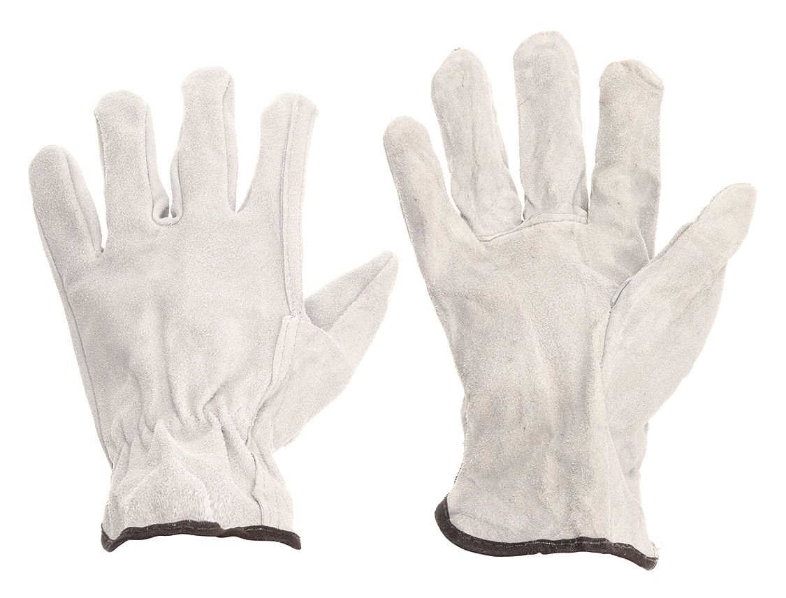 LEATHER DRIVERS GLOVES, S (7), COWHIDE, FULL FINGER, SHIRRED SLIP-ON CUFF, WHITE