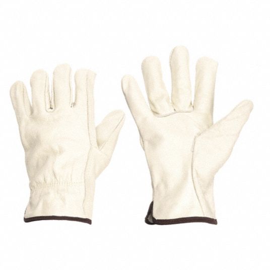 Barb Wire Handling Glove, Cowhide Leather Palm Material, L, Gray, Cotton  Flannel, 1 PR - Grainger