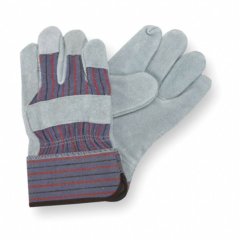 gray leather gloves