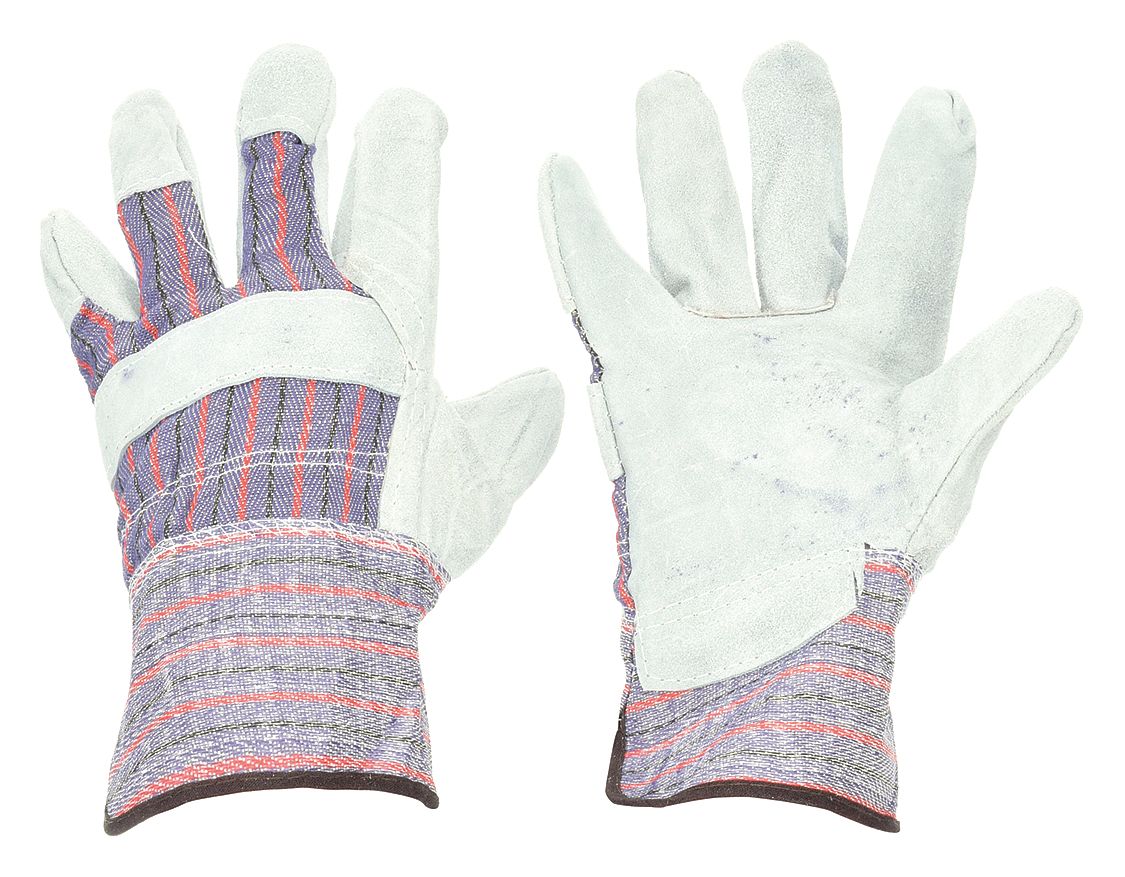 LEATHER GLOVES, S (7), COWHIDE, FULL FINGER, SAFETY CUFF, WING THUMB