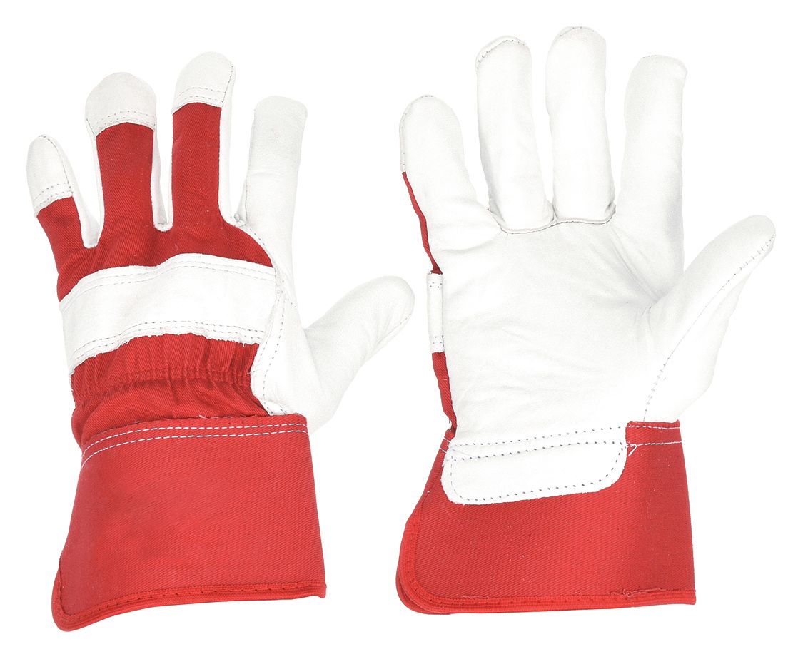 GANTS CUIR CHEVRE,ROUGE/BLANC,G