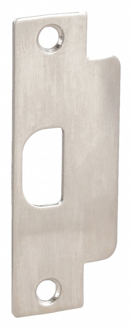 Door Strike Plate: ASA, 4 7/8 in Lg, 1 1/4 in Wd, Stainless Steel