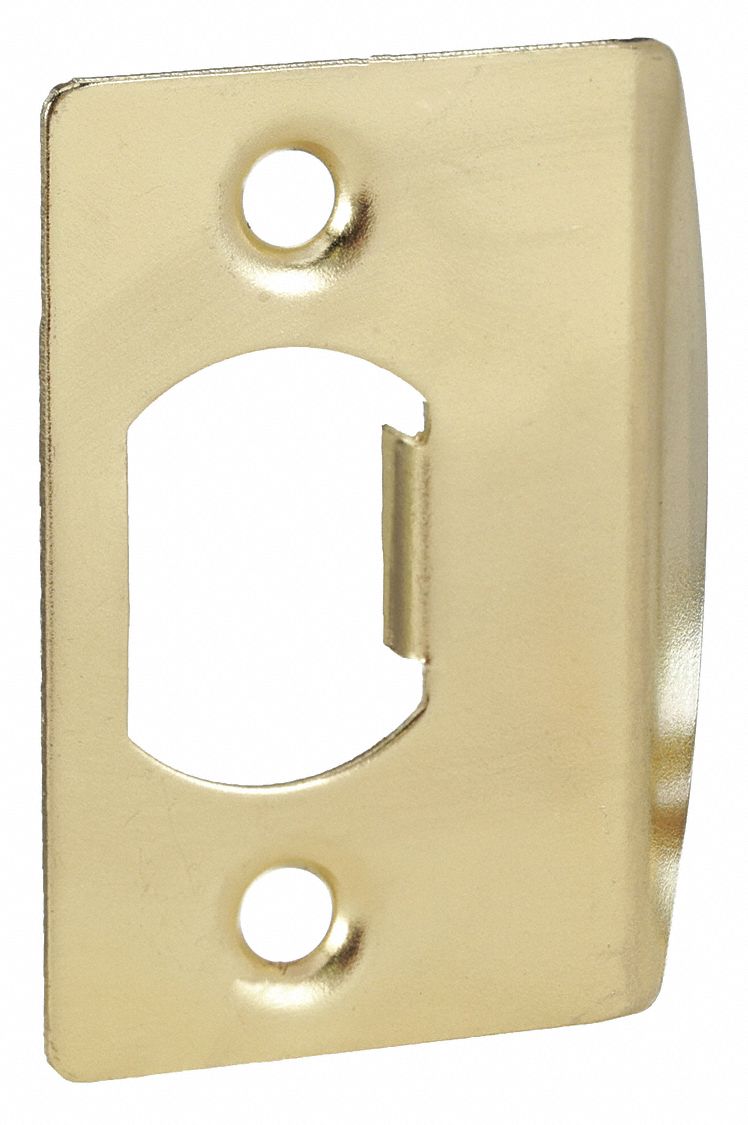 Door Strike Plate: Full Lip, 2 1/4 in Lg, 1 1/8 in Wd, Brass