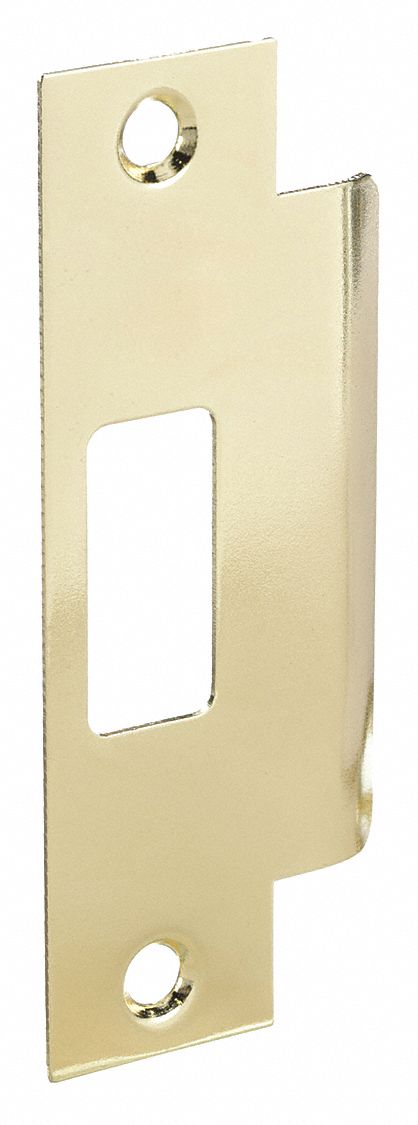 Door Strike Plate: Full Lip, 4 7/8 in Lg, 1 1/4 in Wd, Brass