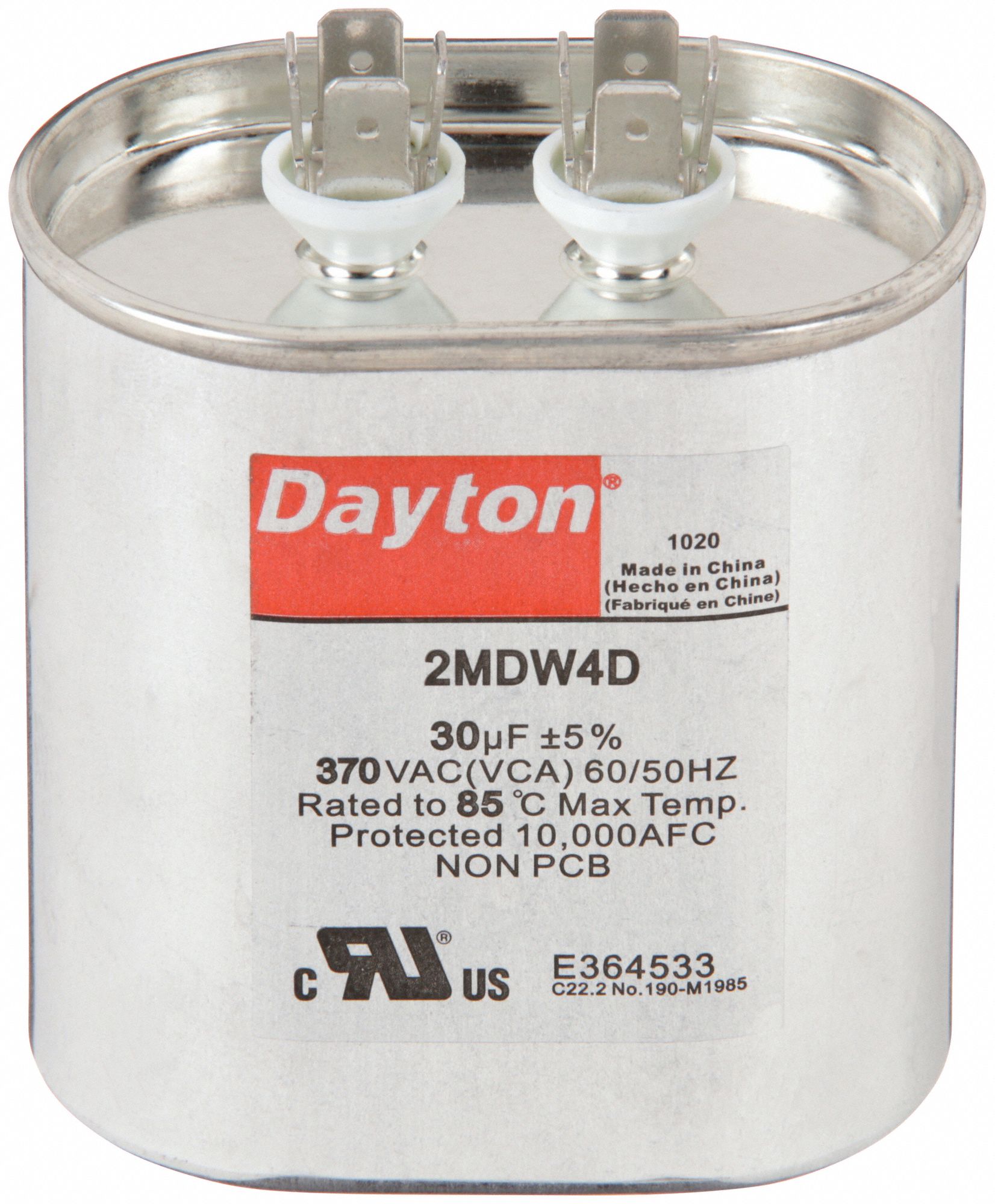 DAYTON, Oval, 370V AC, Motor Run Capacitor 2MDW42MDW4 Grainger