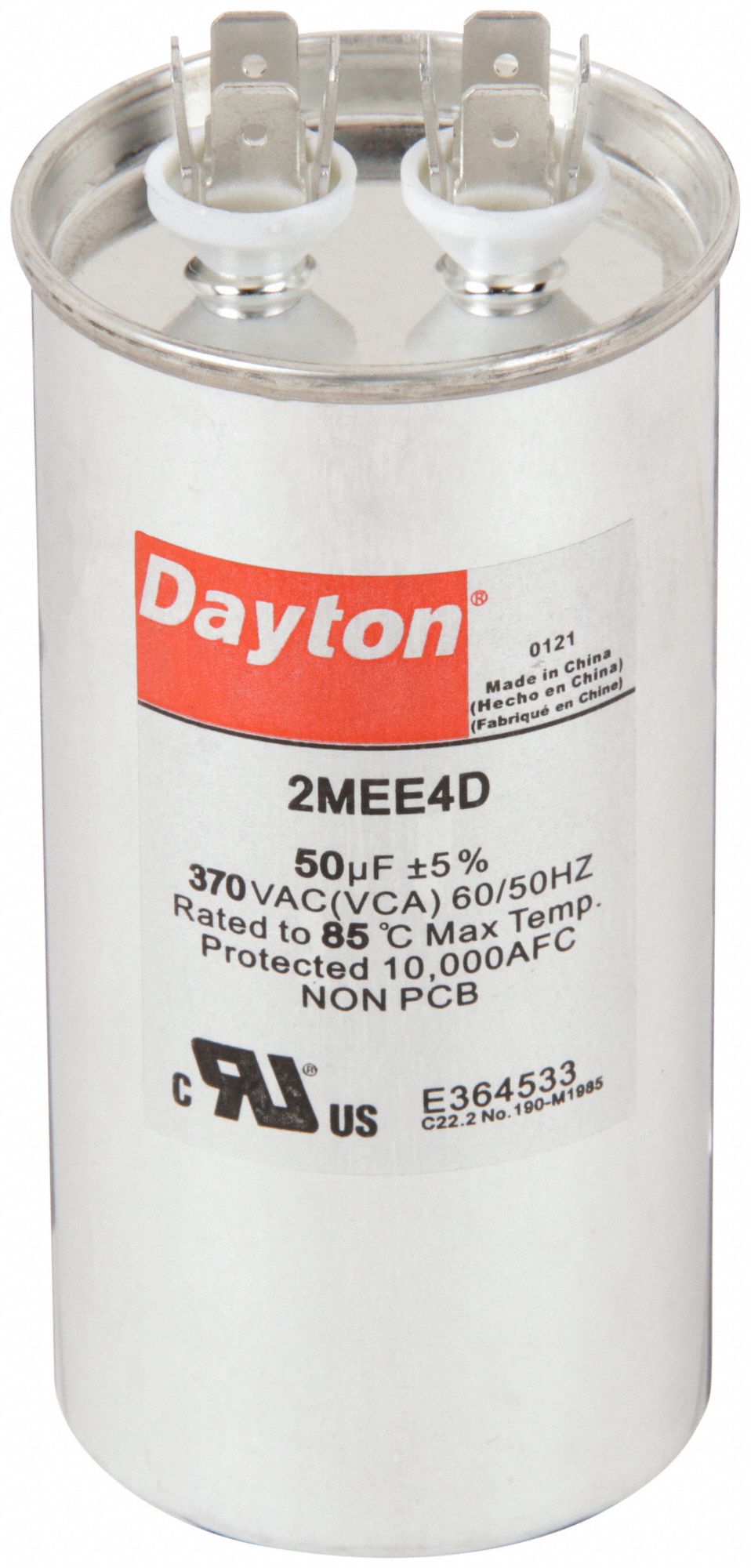 DAYTON, Round, 370V AC, Motor Run Capacitor 2MEE42MEE4 Grainger