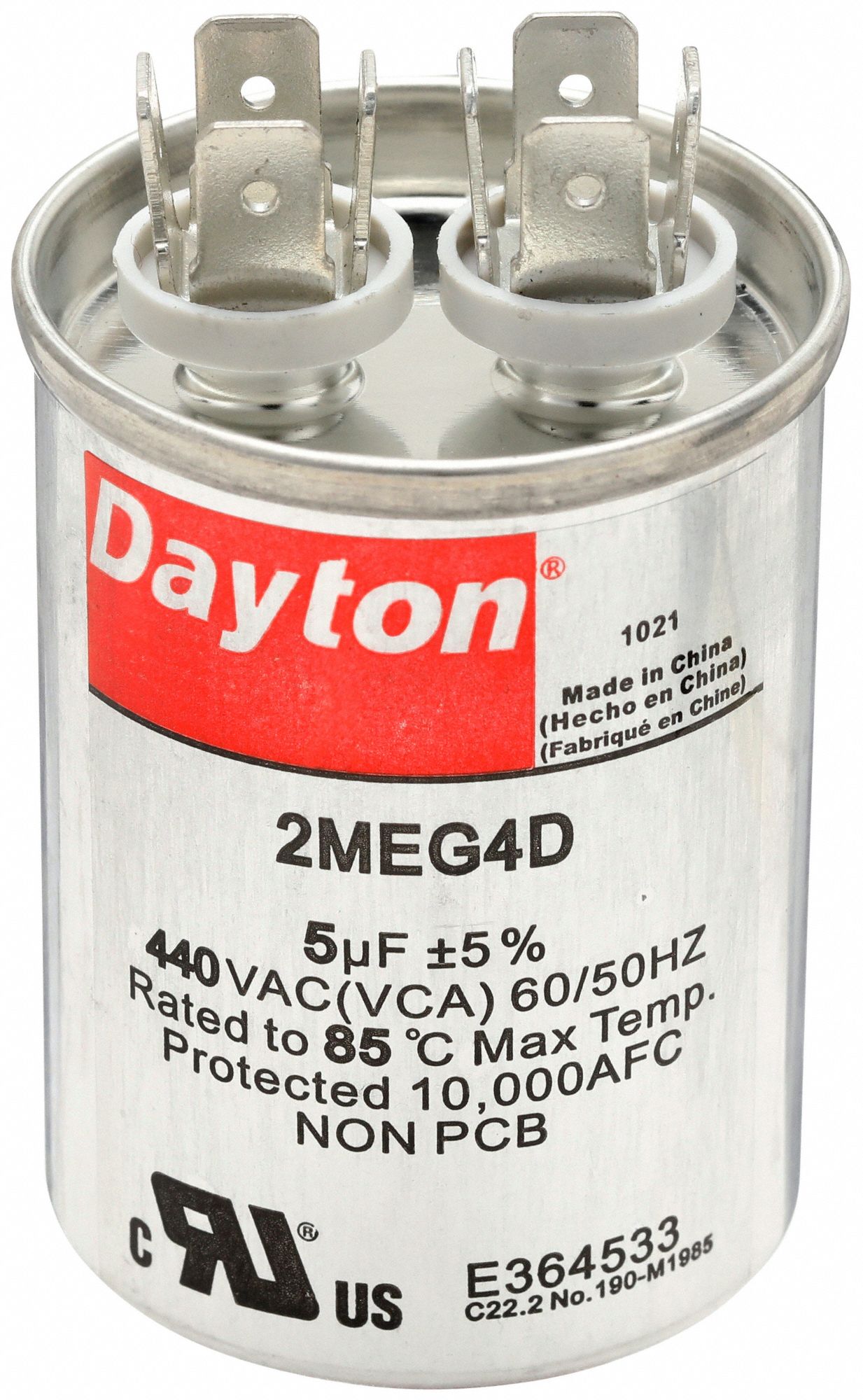 DAYTON, Round, 440V AC, Motor Run Capacitor 2MEG42MEG4 Grainger