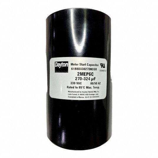 DAYTON, Round, 4 3/8 in Case Ht, Motor Start Capacitor - 2MEP6