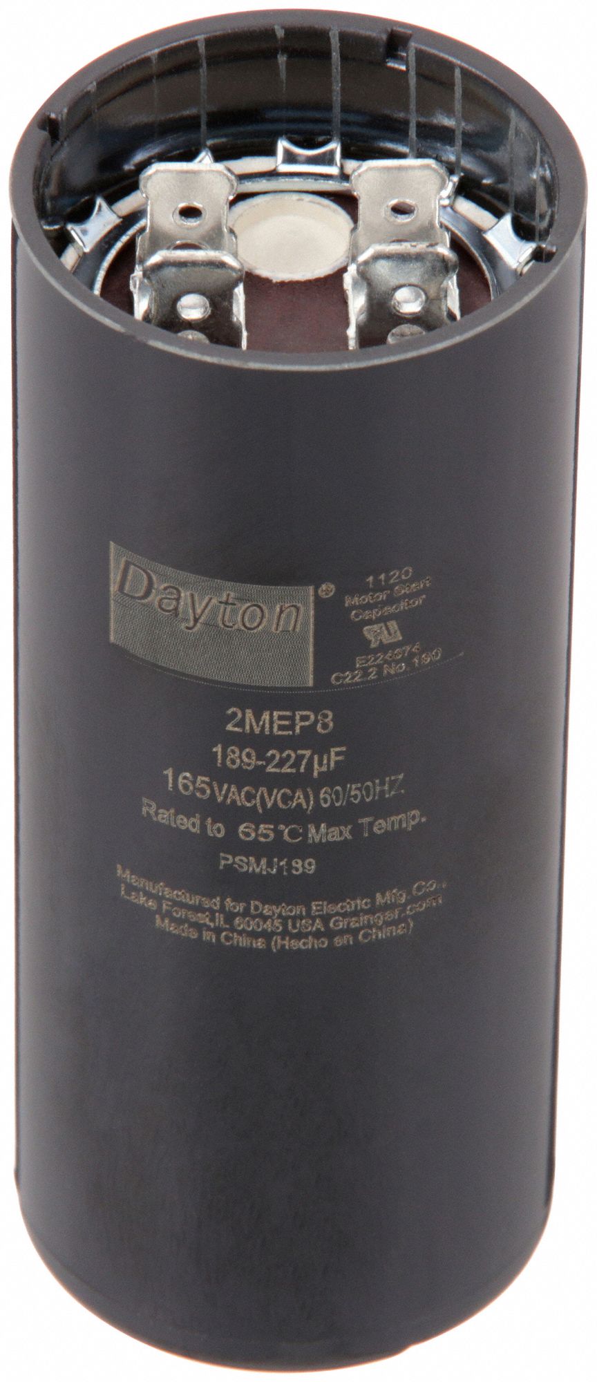 DAYTON, 165V AC, 189-227 mfd, Motor Start Capacitor - 2MEP8|2MEP8