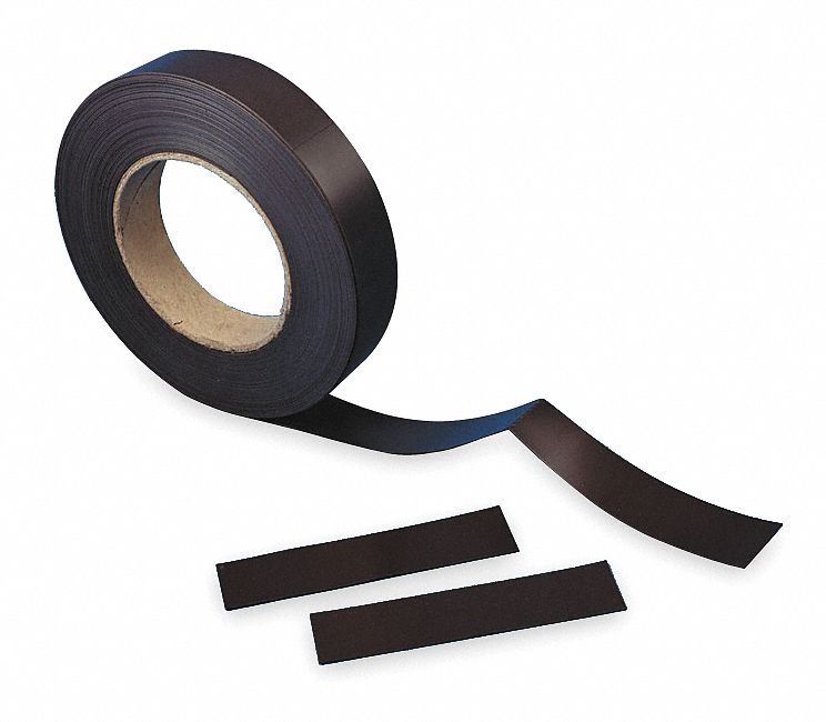 Magnetic Label Roll,W 1in,L 50 Ft,Black