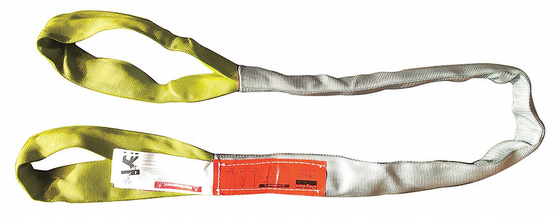 Round Sling: Type 3, Polyester, Polyester, 4 ft Sling Lg, 1 5/8 in Body Dia