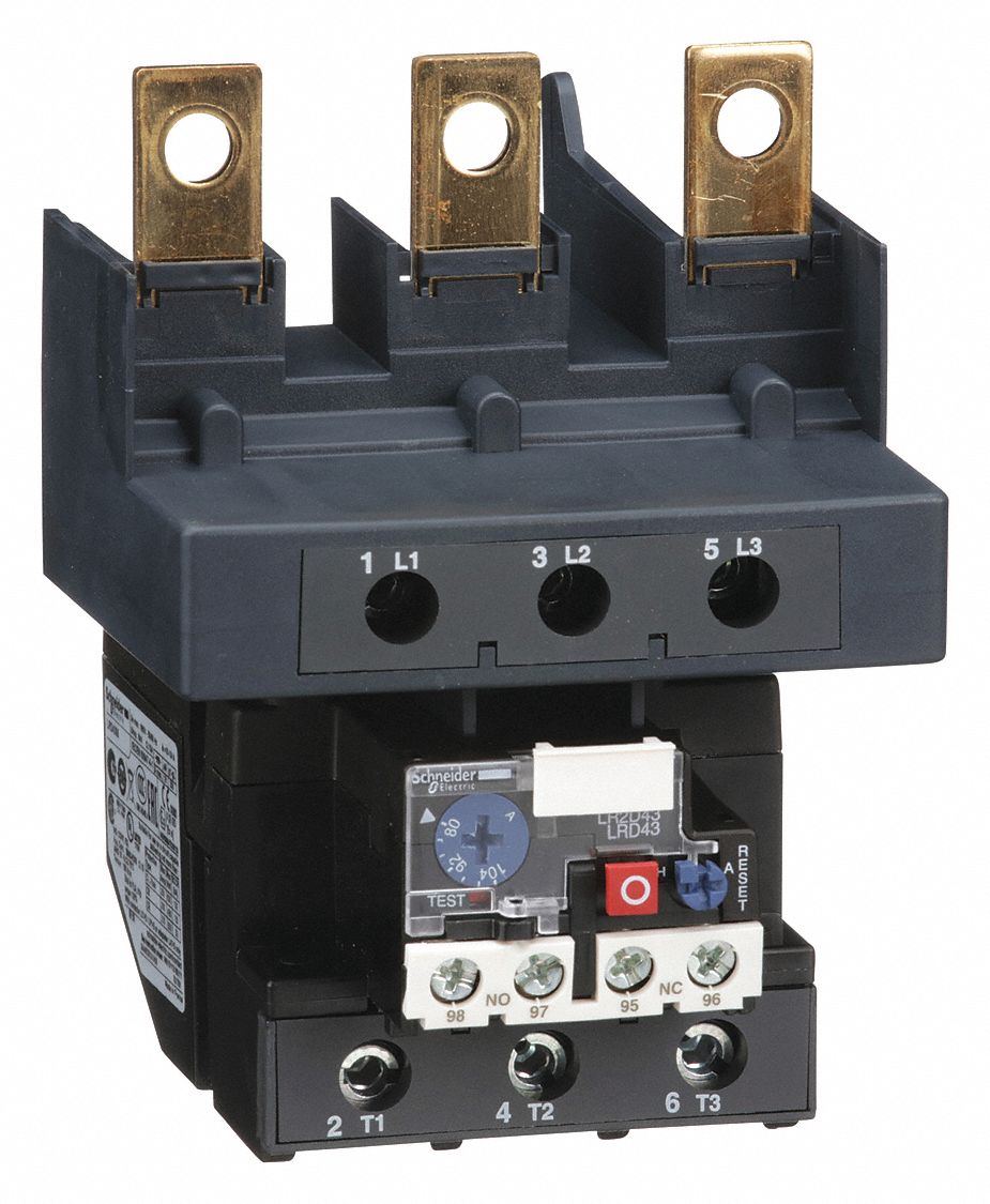 Overload Relay: Thermal Protection, 3 Poles, 1NO/1NC, Phase Loss Sensitivity, 80 A – 104 A