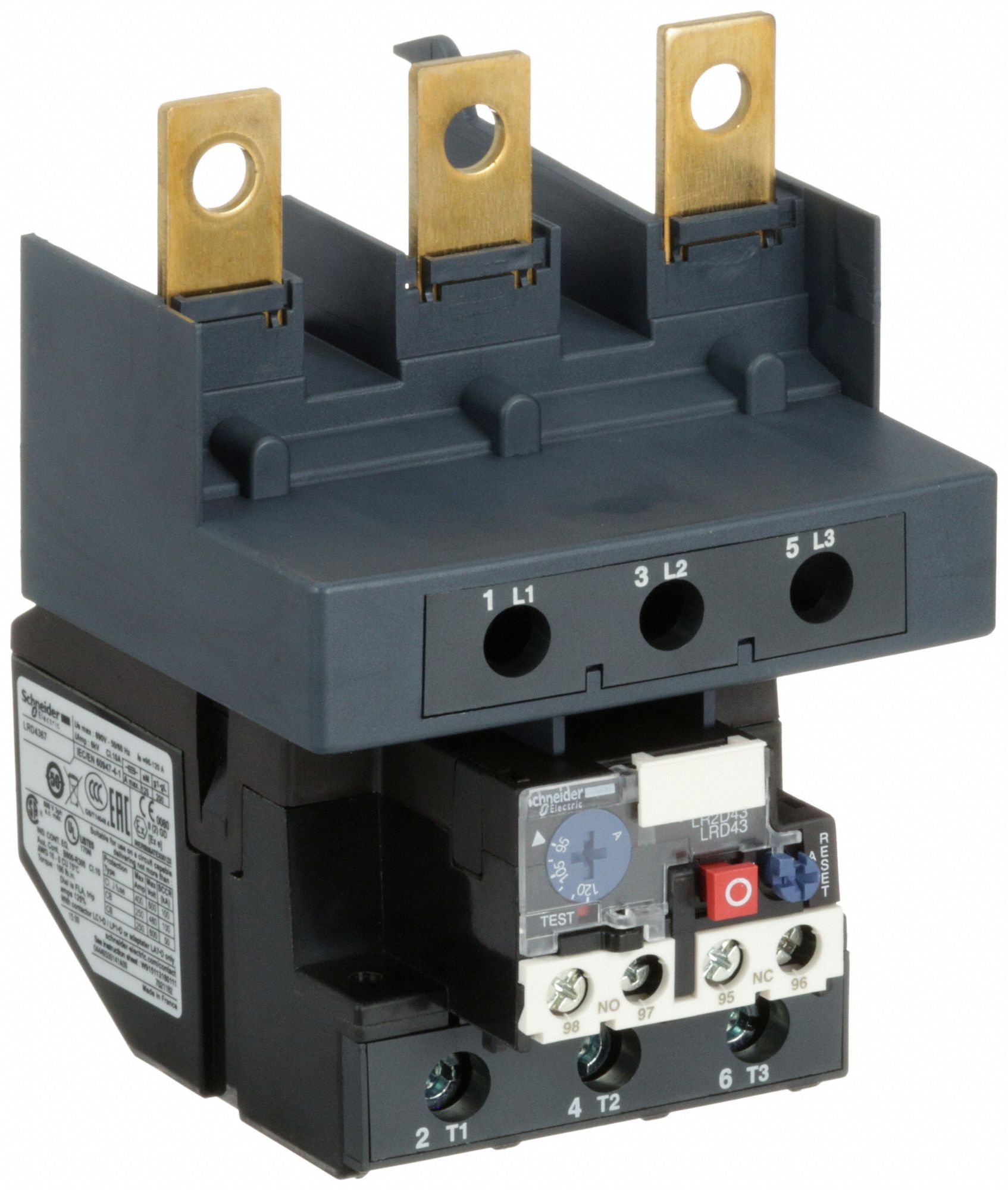 OVERLOAD RELAY, THERMAL PROTECTION, 3 POLES, 90 A TO 120 A