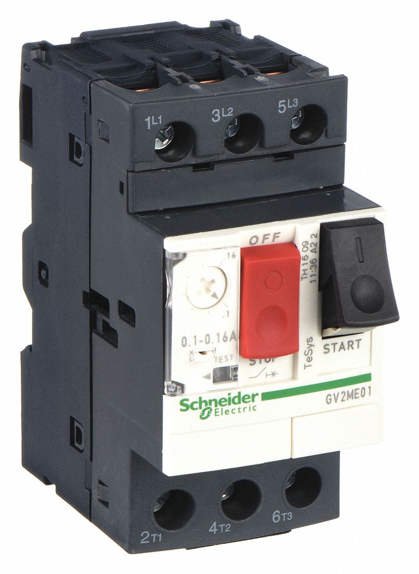 Manual Motor Starter: Non-Reversing, 3 Poles, 0.16 A, Thermal Protection, Push Button