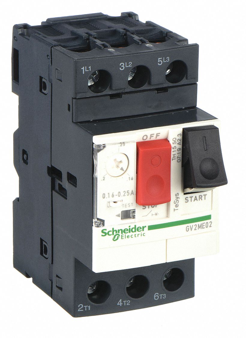 Manual Motor Starter: Non-Reversing, 3 Poles, 0.25 A, Thermal Protection, Push Button