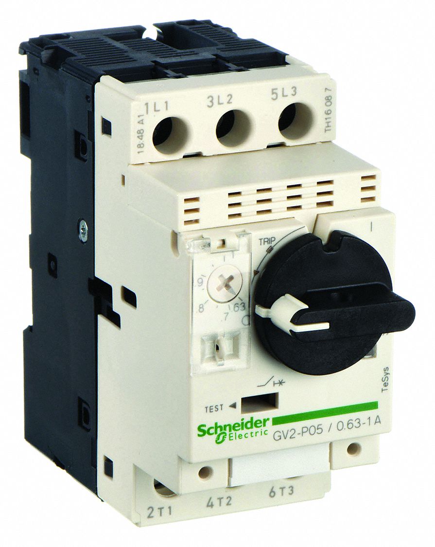 Manual Motor Starter: Non-Reversing, 3 Poles, 1 A, Thermal Protection, Selector Switch