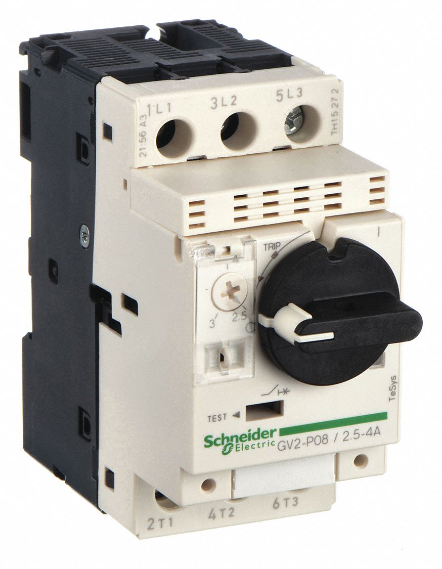 Manual Motor Starter: Non-Reversing, 3 Poles, 4 A, Thermal Protection, Selector Switch