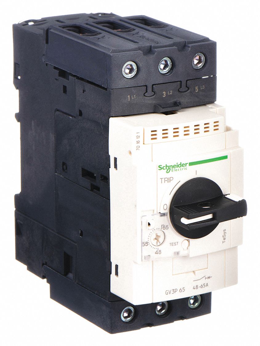 Manual Motor Starter: Non-Reversing, 3 Poles, 65 A, Thermal Protection, Selector Switch