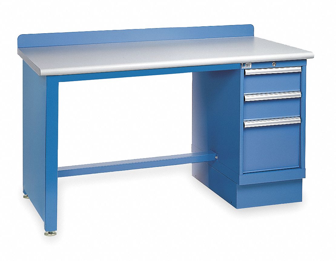 Workbench: Fixed Ht, Laminate, 60 in x 30 in, 1, 000 lb Overall Load Capacity, Blue