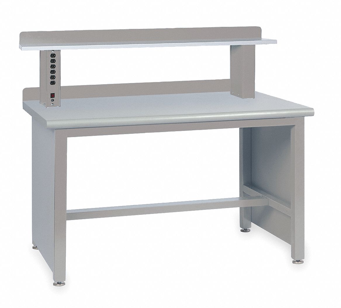 WORKBENCH, FIXED H, LAMINATE, 60 IN X 30 IN, 1,000 LB OVERALL LOAD CAPACITY, GREY