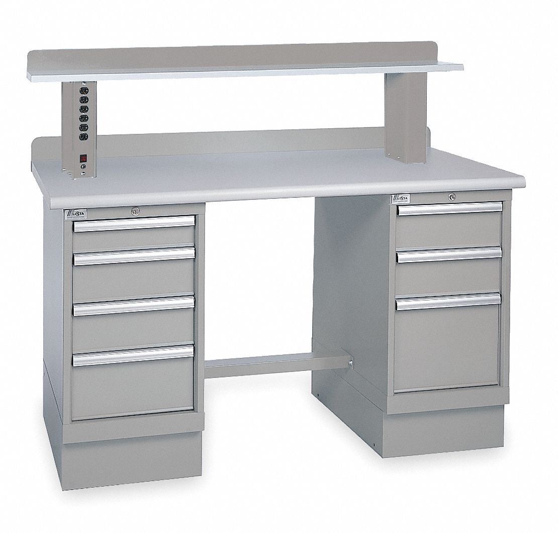 LISTA Workbench, Laminate, 30 in Depth, 35 1/4 in Height, 60 in Width