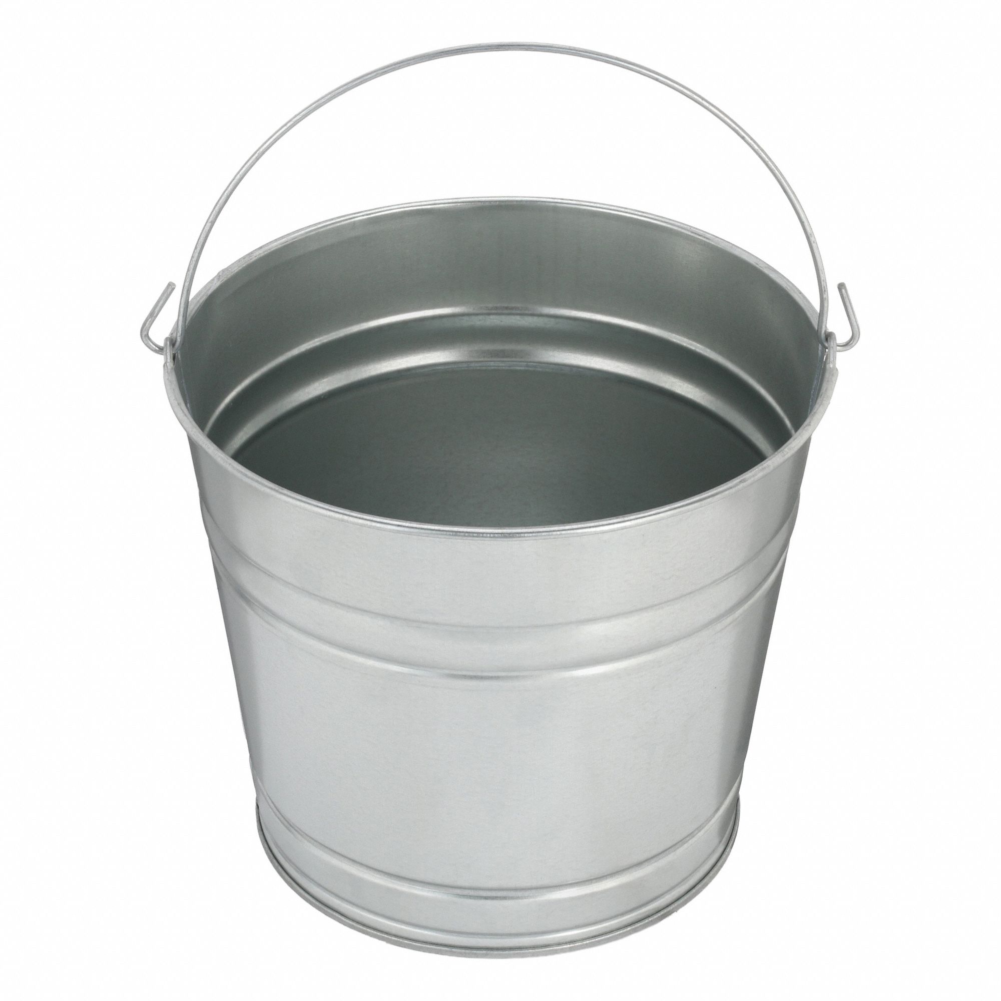 Bucket: 2 1/2 gal Capacity, 10 3/4 in Overall Wd, 9 1/4 in Overall Ht, Silver