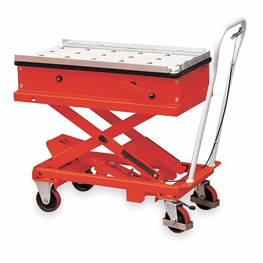 Dayton Easy Transfer Manual Mobile, Pallet Lift Table With Rollers