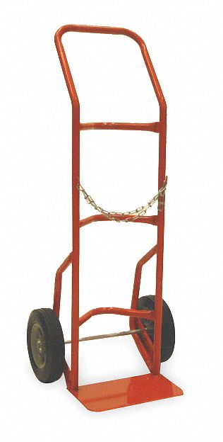 STANDARD CYLINDER HAND TRUCK, 1 CYLINDER CAPACITY, 500 LB LOAD CAPACITY, 7 X 14 IN, CHAIN, SINGLE