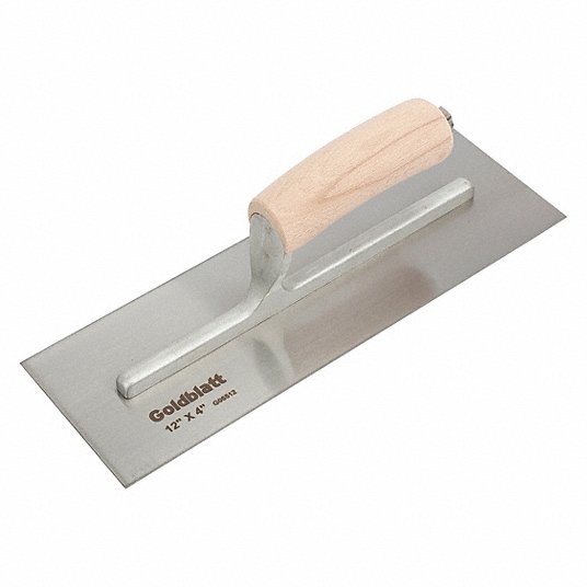 Concrete Finishing Trowel: 12 in Lg (In.), 4 in Wd (In.), Square, High Carbon Steel