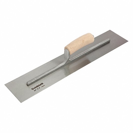 Concrete Finishing Trowel: 20 in Lg (In.), 4 in Wd (In.), Square, High Carbon Steel