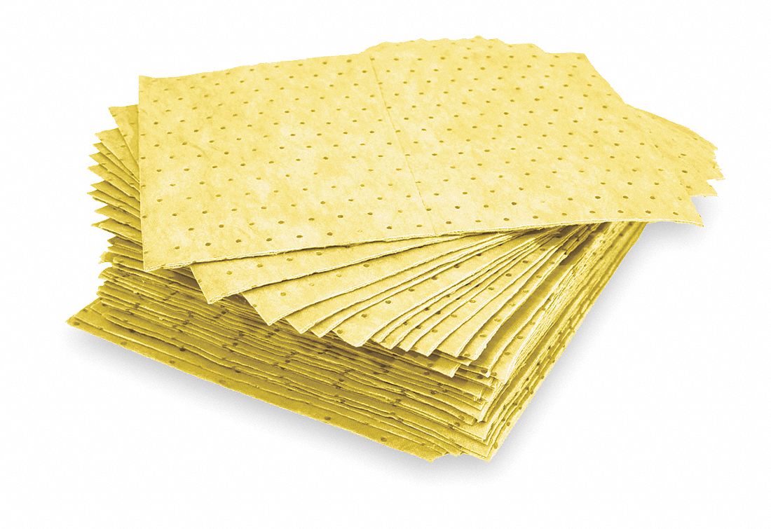 Absorbent Pad, Chem/Hazmat, Yellow, PK100
