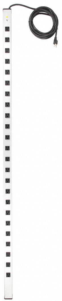 OUTLET STRIP, 24 OUTLETS, 15 FT CORD, 15 A MAX, GREY, NEMA 5-15P